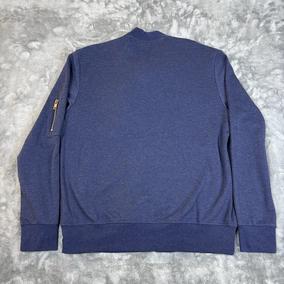 7Diamonds Blue Full Zip Bomber Jacket Men's Large Modern Knit Casual Streetwear - Picture 11 of 15